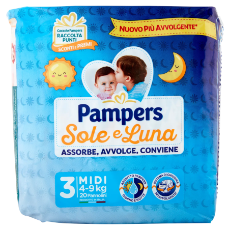 PANNOLINO PAMPERS SOLE&LUNA MIDI X20